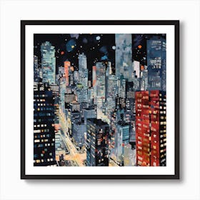 New York City At Night Affiche