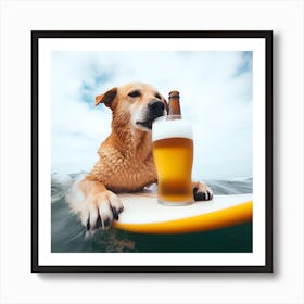 Surfing Dog Art Print