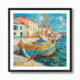 Van Gogh Style: Fishing Boats in Saintes-Maries-de-la-Mer Series Art Print