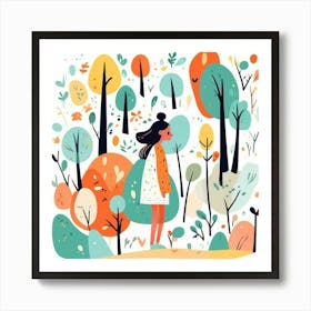 Girl in the forest, whimsical design 7 Poster