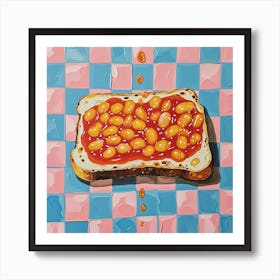 Beans On Toast Pastel Checkerboard 3 Art Print