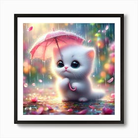 Cute Kitten In The Rain 4 Art Print