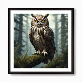 Owl In The Forest 145 Art Print