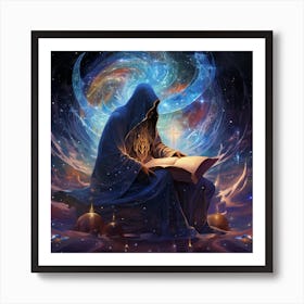 Wizard Reading A Book Art Print