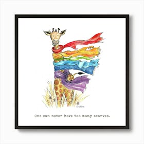 Too Many Scarves Giraffe Art Print