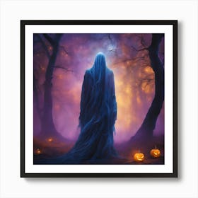 Halloween Ghost In The Woods Art Print