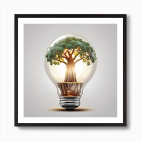 Tree In A Light Bulb Art Print