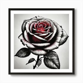 Black And White Rose Art Print