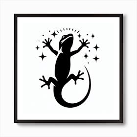 Elegant Silhouette of Lizard Art Print