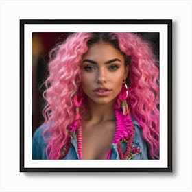 Pink Curly Hair hjn Art Print