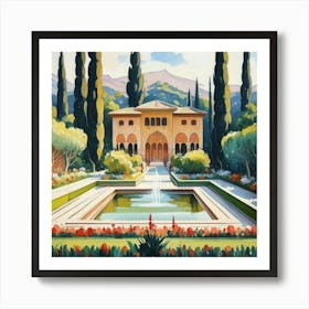 Gardens Of Alhambra Spain Vintage Botanical Art (3) Art Print