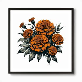 Orange marigold flower 3 Art Print