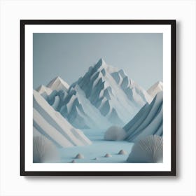 Firefly An Illustration Of A Beautiful Majestic Cinematic Tranquil Mountain Landscape In Neutral Col (52) Art Print