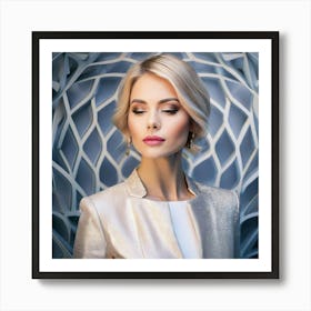 Firefly Elegant Woman With A Dreamy Geometric Background 83932 Póster