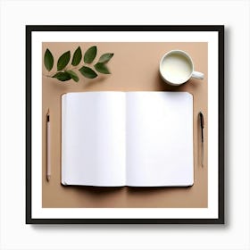 Mock Up Blank Pages Open Book Spread Unmarked Writable Notebook Journal White Clean Min (18) Art Print