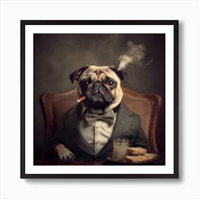 Mr. Pug, Smoking A Cigar Art Print