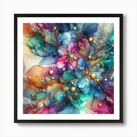 Vibrant Silver Dust Flower Design Art Print