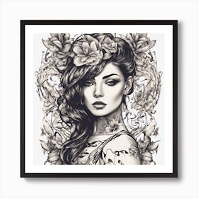 Tattooed Girl Art Print