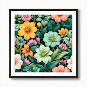 Seamless Floral Pattern 11 Art Print