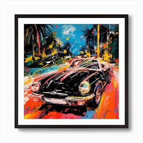 Classic Car On The Road Art Print