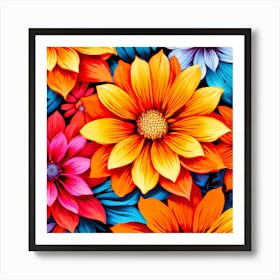 Colorful Flowers Wallpaper, Colorful Gerberas Art Print