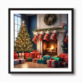 Christmas Tree And Presents 10 Art Print