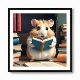 Hamster Reading Book 6 Art Print