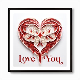 Red Heart Paper Art Valentine's Day Art Print