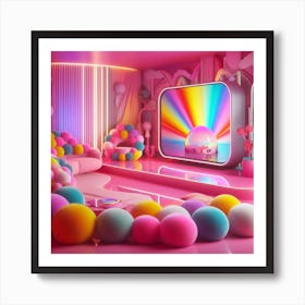 Neon pom Pom Room 1 Art Print