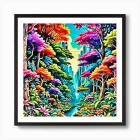 Colorful Trees In The Forest Art Print