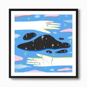 Black Hole In  Blue Square Art Print