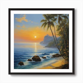 Sunset At The Beach Art Print