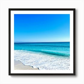 Crystal Clear Turquoise Waters Gently Lap Upon A Sun Drenched Undisturbed Sandy Beach With A Prist (3) Art Print