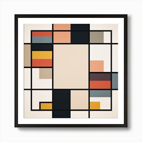 Abstract Retro Revival: Geometric Symmetry in Mid Century Hues Art Print