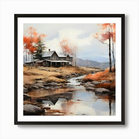 House By The Stream Art Print