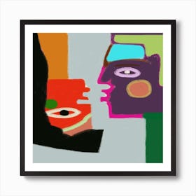 Two Faces Kissing Art Print