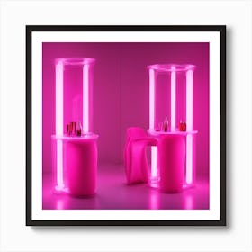 Furniture Design, Tall Table, Inflatable, Fluorescent Viva Magenta Inside, Transparent, Concept Prod (1) Art Print