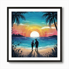 Sunset On The Beach 1 Art Print