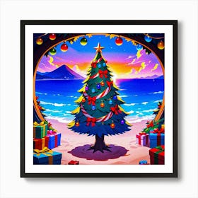 Christmas Tree On The Beach 3 Art Print