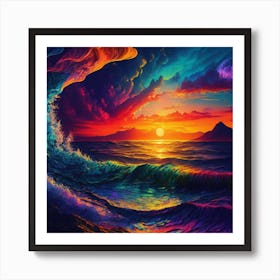 Sunset Over Ocean Art Print