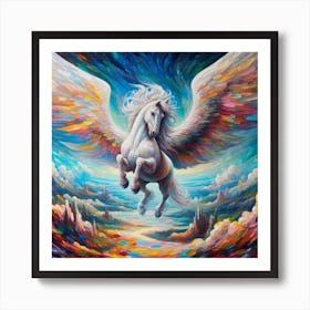 White Horse With Wings Art Print