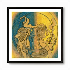 Two Stylized Female Figures With Clock In Hand, Jan Toorop Art Print