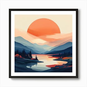 Sunset In The Mountains art prit Art Print