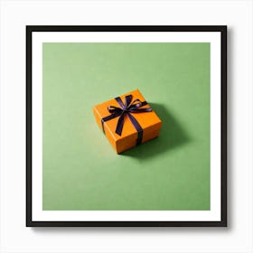 Gift Box On Green Background 5 Art Print