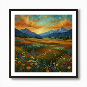 Sunset In The Meadow Art Print