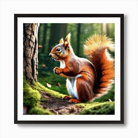 Red Squirrel In The Forest 65 Art Print