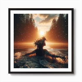 Portrait Of A Woman In The Water Art Print