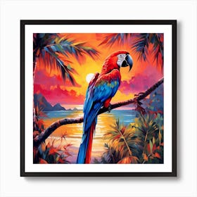 Sunset Parrot 1 Art Print