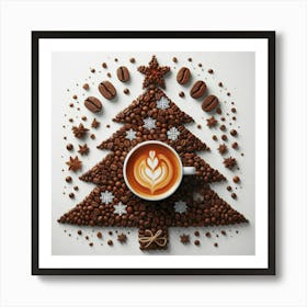 Christmas Tree With Coffee Beans Art Print