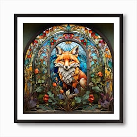 Fox Stained Glass Art Print